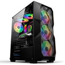 Gabinete Gamer Hayom, Mid Tower, RGB, ATX, Lateral em Vidro Tempo, 3x Cooler Fan RGB, Preto - GB1710 Gabinete Gamer Hayom, Mid Tower, RGB, ATX, Lateral em Vidro Tempo, 3x Cooler Fan RGB, Preto - GB1710