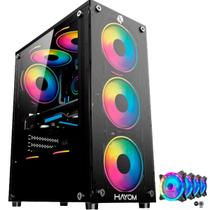 Gabinete Gamer Hayom Vidro Temperado 1729 C/ 4 Fans RGB Inclusas