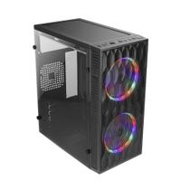 Gabinete Gamer Hive BG-057 Preto Bluecase - S/Fonte 2x Fan Rainbow Vidro USB 3.0 Micro-atx Mini-itx