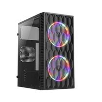 Gabinete Gamer Hive BG-057 Preto Bluecase - S/Fonte / 2x Fan Rainbow / Vidro / USB 3.0 / Micro-atx /