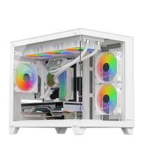 Gabinete Gamer Husky Dome 210, Mini Tower, M-ATX, Lateral e Frontal em Vidro, Sem FANs, Branco - HGN210BR Gabinete Gamer Husky Dome 210, Mini Tower, M-ATX, Lateral e Frontal em Vidro, Sem FANs, Branco - HGN210BR
