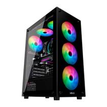 Gabinete Gamer Hyrax HGB210, Mid Tower, ATX, Lateral e Frontal em Vidro Temperado, 6x Fans ARGB, Preto - HGB210B-ARGB Gabinete Gamer Hyrax HGB210, Mid Tower, ATX, Lateral e Frontal em Vidro Temperado, 6x Fans ARGB, Preto - HGB210B-ARGB