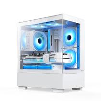 Gabinete Gamer Hyrax HGB320, Mid Tower, ATX, Frontal e Lateral em Vidro Temperado, Sem FANs, Branco - HGB320W Gabinete Gamer Hyrax HGB320, Mid Tower, ATX, Frontal e Lateral em Vidro Temperado, Sem FANs, Branco - HGB320W