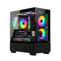 Gabinete Gamer Hyrax HGB320, Mini Tower, M-ATX, Frontal e Lateral em Vidro Temperado, Sem FANs, Preto - HGB320B Gabinete Gamer Hyrax HGB320, Mini Tower, M-ATX, Frontal e Lateral em Vidro Temperado, Sem FANs, Preto - HGB320B