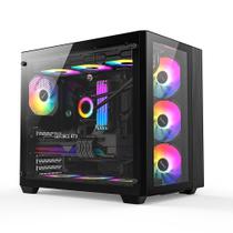 Gabinete Gamer Hyrax HGB720, Mid Tower, ATX, Frontal e Lateral Em Vidro Temperado, Sem FANs, Preto Gabinete Gamer Hyrax HGB720, Mid Tower, ATX, Frontal e Lateral Em Vidro Temperado, Sem FANs, Preto