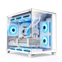 Gabinete Gamer Hyrax HGB730, Mini Tower, M-ATX, Frontal e Lateral em Vidro Temperado, Sem FANs, Branco - HGB730W Gabinete Gamer Hyrax HGB730, Mini Tower, M-ATX, Frontal e Lateral em Vidro Temperado, Sem FANs, Branco - HGB730W