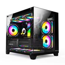 Gabinete Gamer Hyrax HGB730, Mini Tower, M-ATX, Frontal e Lateral em Vidro Temperado, Sem FANs, Preto - HGB730B Gabinete Gamer Hyrax HGB730, Mini Tower, M-ATX, Frontal e Lateral em Vidro Temperado, Sem FANs, Preto - HGB730B