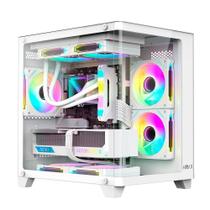 Gabinete Gamer Hyrax HGB750, Mini Tower, M-ATX, Frontal Curvo e Lateral em Vidro Temperado, Sem FANs, Branco - HGB750W