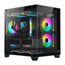 Gabinete Gamer Hyrax HGB750, Mini Tower, M-ATX, Frontal Curvo e Lateral em Vidro Temperado, Sem FANs, Preto - HGB750B