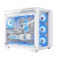 Gabinete gamer hyrax tower atx, lateral e frontal em vidro temperado,s/cooler, branco -hgb720w