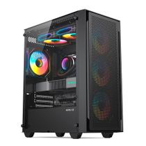 Gabinete Gamer Hyrax Tower HGB240, Mini Tower, M-ATX, Com 3 Ventoinhas RGB, Lateral Em Vidro Temperado, Preto - HGB240B-RGB Gabinete Gamer Hyrax Tower HGB240, Mini Tower, M-ATX, Com 3 Ventoinhas RGB, Lateral Em Vidro Temperado, Preto - HGB240B-RGB