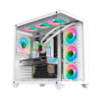 Gabinete Gamer K-MEX Ghost Shark, Aquario, Mid Tower, Vidro Temperado, ATX, Sem Fonte, Sem Fan, Branco