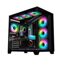 Gabinete Gamer K-MEX Ghost Shark, Aquario, Mid Tower, Vidro Temperado, ATX, Sem Fonte, Sem Fan, Preto