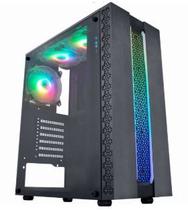Gabinete Gamer K-MEX Kratos CG42TP Mid Tower com Fita LED RGB Frontal, Painel Lateral em Acrílico, sem Fans