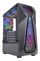 Gabinete Gamer K-mex Warlock Cg-a1d4 Led Rgb E Lateral Vidro Cor Preto