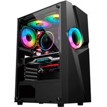 Gabinete Gamer Kalkan Muspel, RGB, Mid Tower, Vidro Temperado, ATX, S/Fonte, S/Fans, Preto, KLK00035 Gabinete Gamer Kalkan Muspel, RGB, Mid Tower, Vidro Temperado, ATX, S/Fonte, S/Fans, Preto, KLK00035