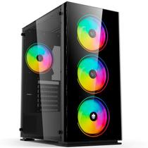 Gabinete Gamer Lateral Vidro 3 Cooler Led Rgb Evolut Han Eg817 S/fonte