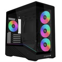 Gabinete gamer lian li vector v100 mini redragon spec, micro-atx, vidro temp, 4 fans, black - oe809rx