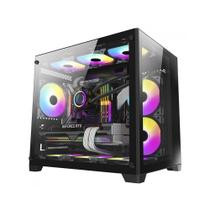 Gabinete Gamer Liketec Cube Kirra, RGB, Mid Tower, Vidro Temperado, mATX, Preto, Sem Fonte, Com 4 Fans Gabinete Gamer Liketec Cube Kirra, RGB, Mid Tower, Vidro Temperado, mATX, Preto, Sem Fonte, Com 4 Fans