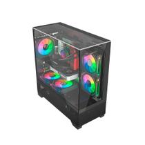 Gabinete Gamer Liketec Mahal Dark, Mid Tower, Cube Design, Vidro Temperado, Black, S/ Fonte S/ Fans - 2093