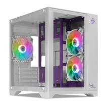 Gabinete Gamer Mancer CV100 Purple Edition, ARGB, Mid-Tower, Lateral De Vidro, Com 3 Fans, Branco, MCR-CV100-PEW