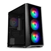 Gabinete Gamer Mancer Ward, Rainbow, Mid-Tower, Lateral de Vidro, Com 4 Fans, Preto, MCR-WRD-RBL01