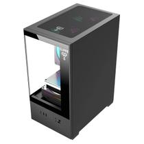 Gabinete Gamer Megalon Clanm Mini Tower Preto Aço e Vidro 290x190x375mm espaço para HD e SSD e suporta fontes ATX