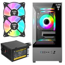 Gabinete Gamer Megalon Clanm Ótima Ventilação Suporta Até 5 Fans Cooler de CPU e Vidro Temperado + Fonte Atom 400W ATX + 2 Unid Fans Rgb Gabinete Gamer Megalon Clanm Ótima Ventilação Suporta Até 5 Fans Cooler de CPU e Vidro Temperado + Fonte Atom 400W ATX + 2 Unid Fans Rgb