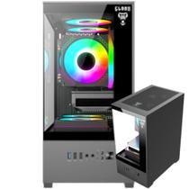 Gabinete Gamer Megalon Clanm Ótima Ventilação Suporta Até 5 Fans de + Cooler de CPU 167mm e Placa-Mãe ATX Mini-ITX Com Vidro Temperado