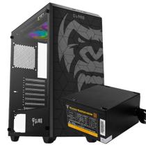 Gabinete Gamer Megalon Clanm Ótima Ventilação Suporta Water Cooler Com Vidro Temperado + Fonte Quantum 650W ATX Bivolt Gabinete Gamer Megalon Clanm Ótima Ventilação Suporta Water Cooler Com Vidro Temperado + Fonte Quantum 650W ATX Bivolt