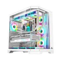 Gabinete Gamer Mid Tower Áquario Vidro Temperado White ATX/M-ATX Sem Fonte Com 7 Fans Rainbow RGB D- Gabinete Gamer Mid Tower Áquario Vidro Temperado White ATX/M-ATX Sem Fonte Com 7 Fans Rainbow RGB D-
