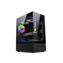 Gabinete Gamer Mid tower GBT, Lateral em Vidro Temperado com 3 fans rainbow - GBT-X500M GLASS