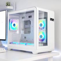 Gabinete Gamer Mini Tower Vidro Temperado Curvado White M-ATX/ITX Sem Fonte Com 3 Fans RGB Mini D-MA