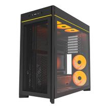 Gabinete Gamer Montech HS01 Pro, Mid-Tower, ATX, Vidro Temperado, 5x FANs, Preto - HS01PROBK