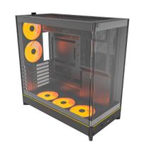 Gabinete Gamer Montech HS02 Pro, Mid-Tower, ATX, Vidro Temperado, 5X Fans, Preto - HS02PROBK