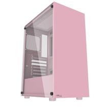 Gabinete gamer motospeed hyrax, lateral vidro temperado, sem fan, hgb200p atx pink