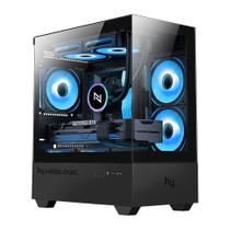 Gabinete gamer neologic aquario apex black, mid-tower matx, lateral e frontal de vidro, preto, 3 fans rgb - nl-apex