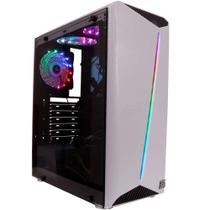 Gabinete Gamer Oex Game Shelter, Mid Tower, RGB, com FAN, Lateral em Vidro, Branco - GH200 White