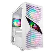 Gabinete Gamer ONE POWER Fractal, Mid Tower, M-ATX, Lateral em Vidro Temperado, Sem FANs, Branco - CC-201W Gabinete Gamer ONE POWER Fractal, Mid Tower, M-ATX, Lateral em Vidro Temperado, Sem FANs, Branco - CC-201W