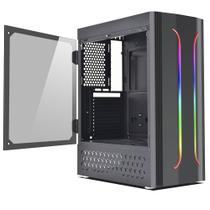 Gabinete Gamer Ônix Preto Mid Tower Vidro Temperado RGB c/3 Fans - BRX