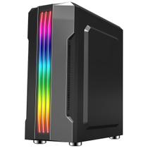 Gabinete Gamer Painel Frontal Led Rgb Vidro Temperado Preto Rise Mode Usb 3.0