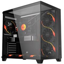 Gabinete Gamer Pcyes Forcefield Max Black Vulcan, Frontal, Lateral e Superior em Vidro Temperado, Preto - GFFMAXBV