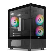 Gabinete Gamer Pichau Magpie 4, Rainbow, Mid-Tower, Lateral de Vidro, Com 3 Fans, Preto, PG-MAG4-BK3F