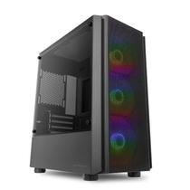 Gabinete Gamer Pichau Pulsar, RGB, Mid-Tower, Lateral de Vidro, Com 3 Fans RGB, Preto, PG-PSR-BRGB01