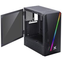 Gabinete gamer pyxis com janela acrilica com dobradica preto frontal com fita led rgb - VINIK