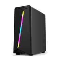 Gabinete Gamer RGB Mid Tower Janela de Vidro Temperado Lateral Fita LED RGB Frontal ATX e Micro ATX