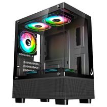 Gabinete Gamer Rise Mode Crystal Glass 02, Mid Tower, Lateral e Frontal em vidro, Preto - RM-CA-CY-02-FB Gabinete Gamer Rise Mode Crystal Glass 02, Mid Tower, Lateral e Frontal em vidro, Preto - RM-CA-CY-02-FB