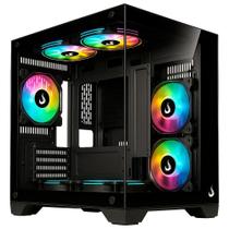 Gabinete Gamer Rise Mode Galaxy Glass M Mini, M-ATX, Lateral e Frontal em Vidro Temperado, Preto - RM-GA-GGMN-FB