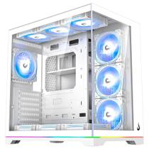 Gabinete Gamer Rise Mode Galaxy Glass Standard V2, LED ARGB, Mid Tower, Lateral em Vidro, Sem Fans, Branco - RM-GA-GGST2L-FW