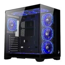 Gabinete Gamer Rise Mode Galaxy Glass Standard V2, Mid Tower, ATX, Lateral e Frontal em Vidro Temperado, Preto - RM-GA-GGST2-FB